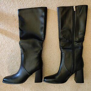 Black vegan leather boots NEW